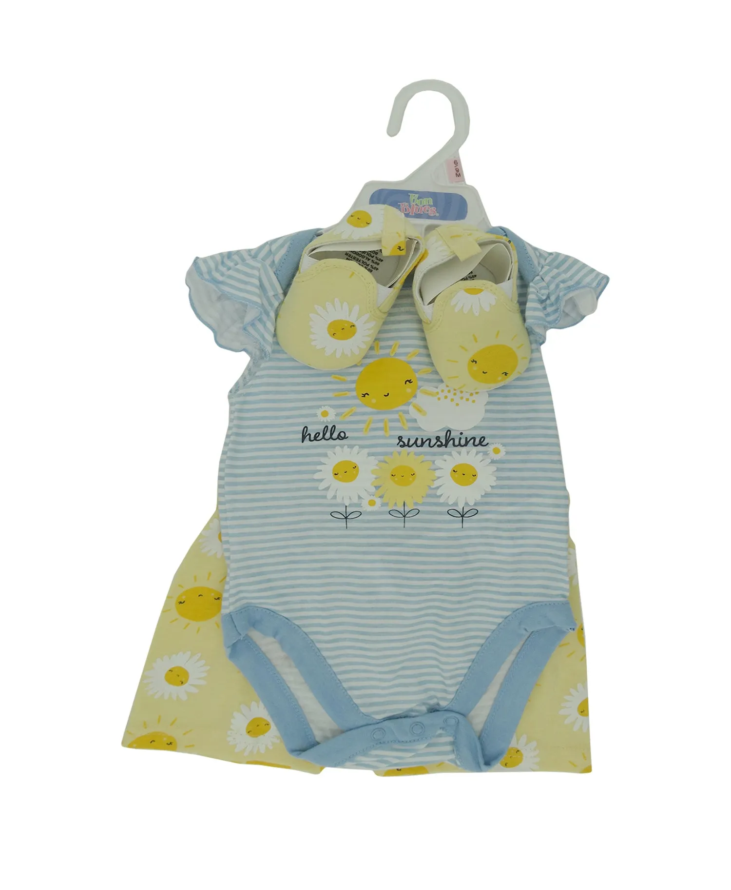 71888, Bon Blues, Newborn Girls' 3Pc Onesie, Shorts & Shoes Set