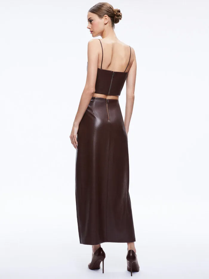 Alice   Olivia - Pearle Vegan Leather Bustier Top - Toffee