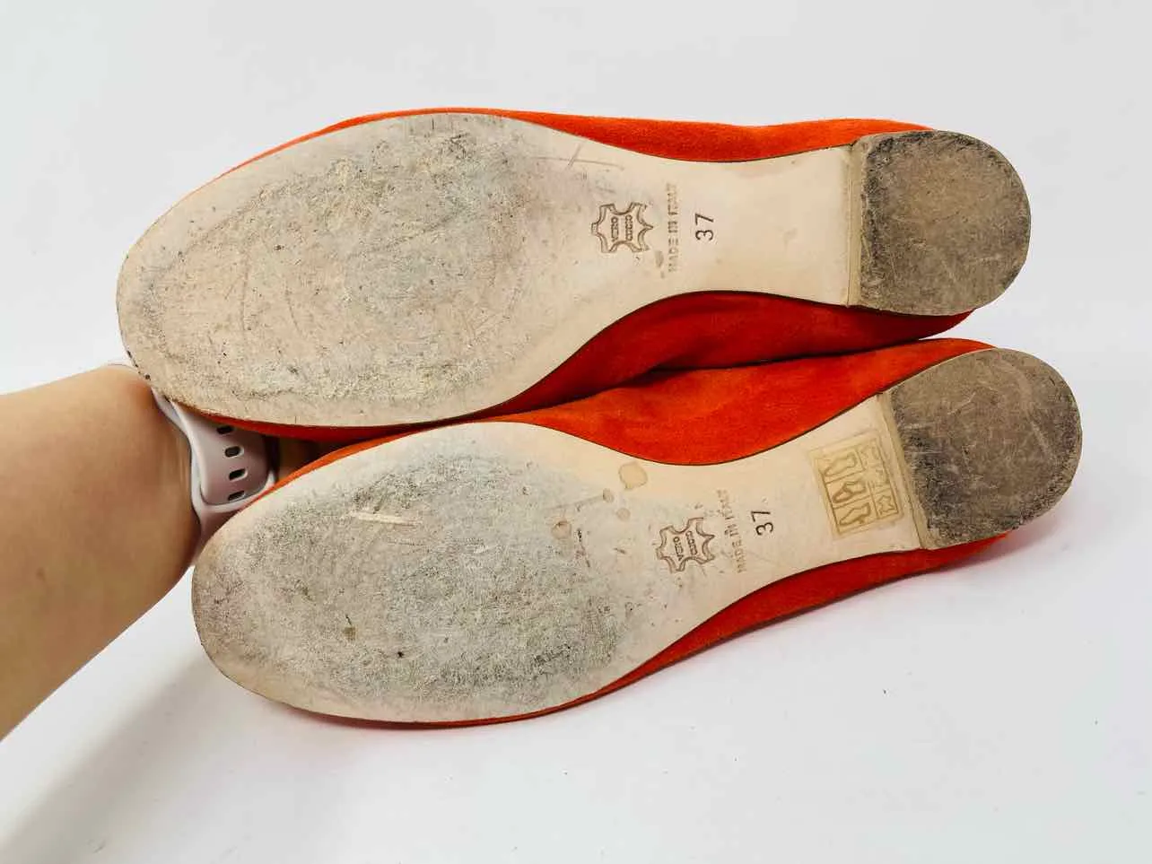 Ann Mashburn Size 6.5 Orange Bow(s) Suede Shoes Flats