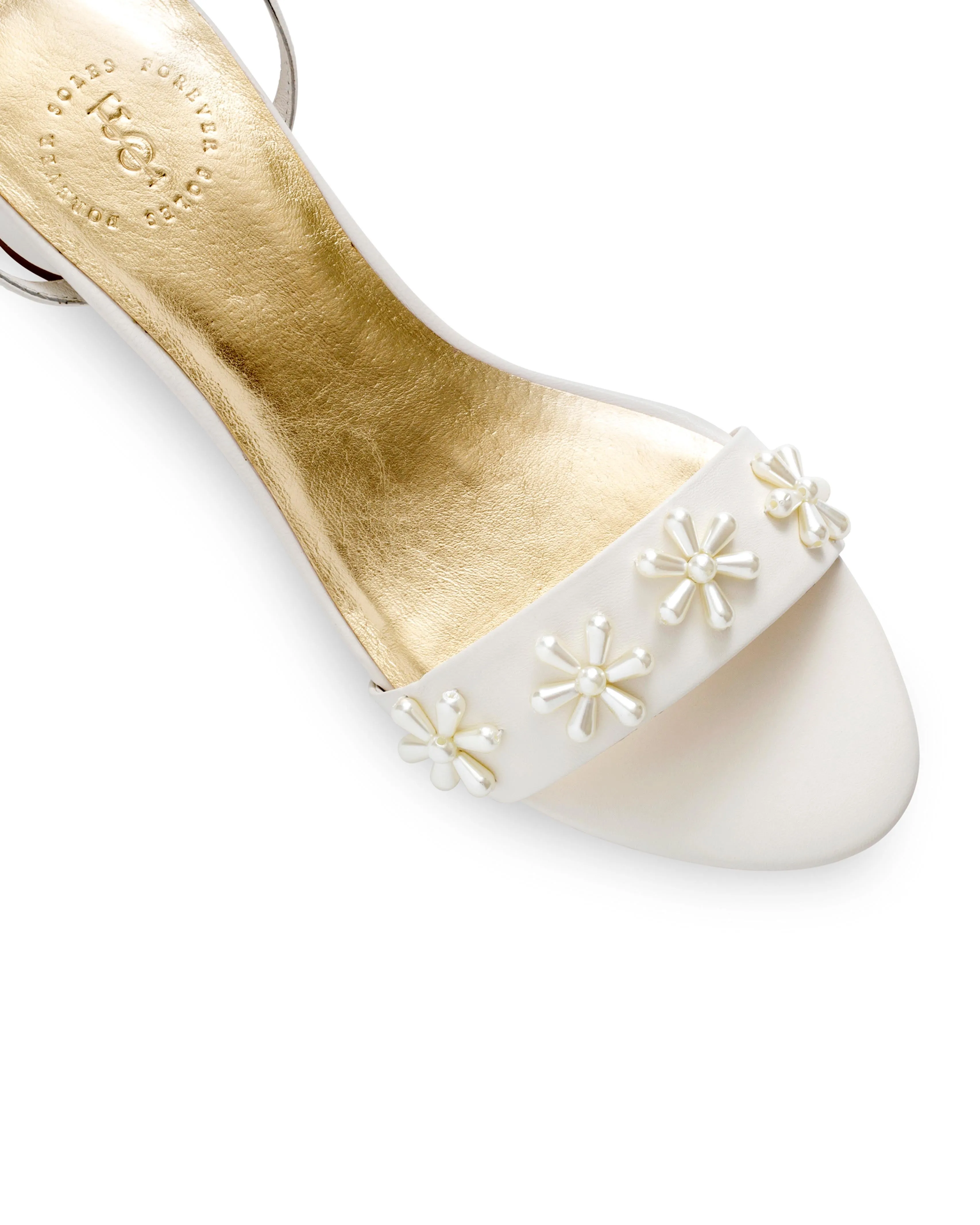 BLOOM SANDALS - PEARL FLOWER IVORY BRIDAL SHOES