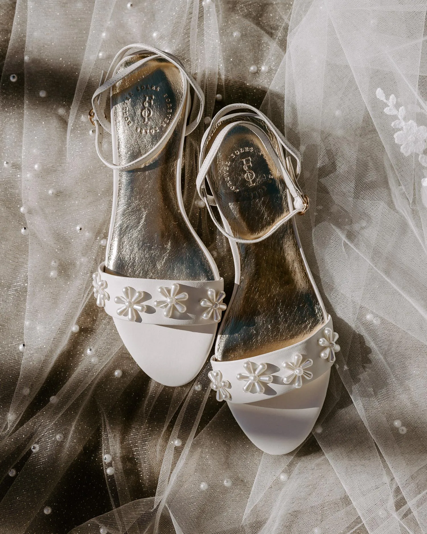 BLOOM SANDALS - PEARL FLOWER IVORY BRIDAL SHOES