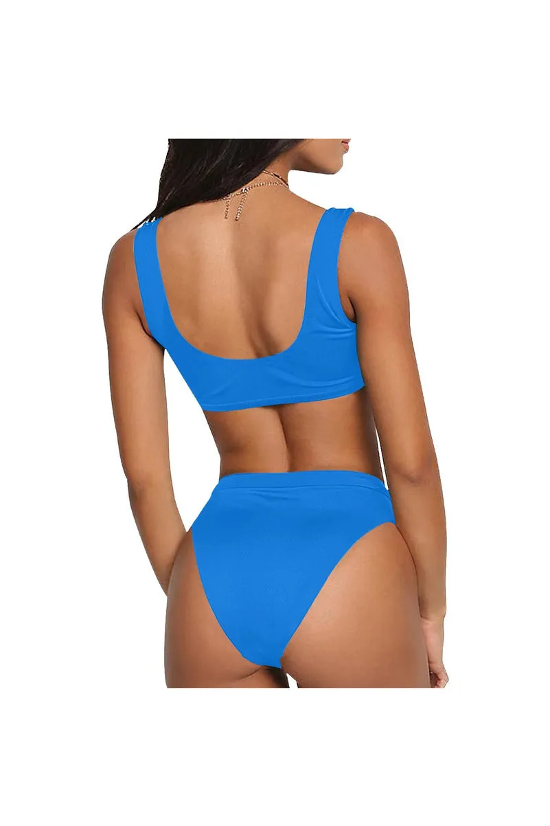 Blue Sport Top & High-Waisted Bikini Swimsuit (Model S07)