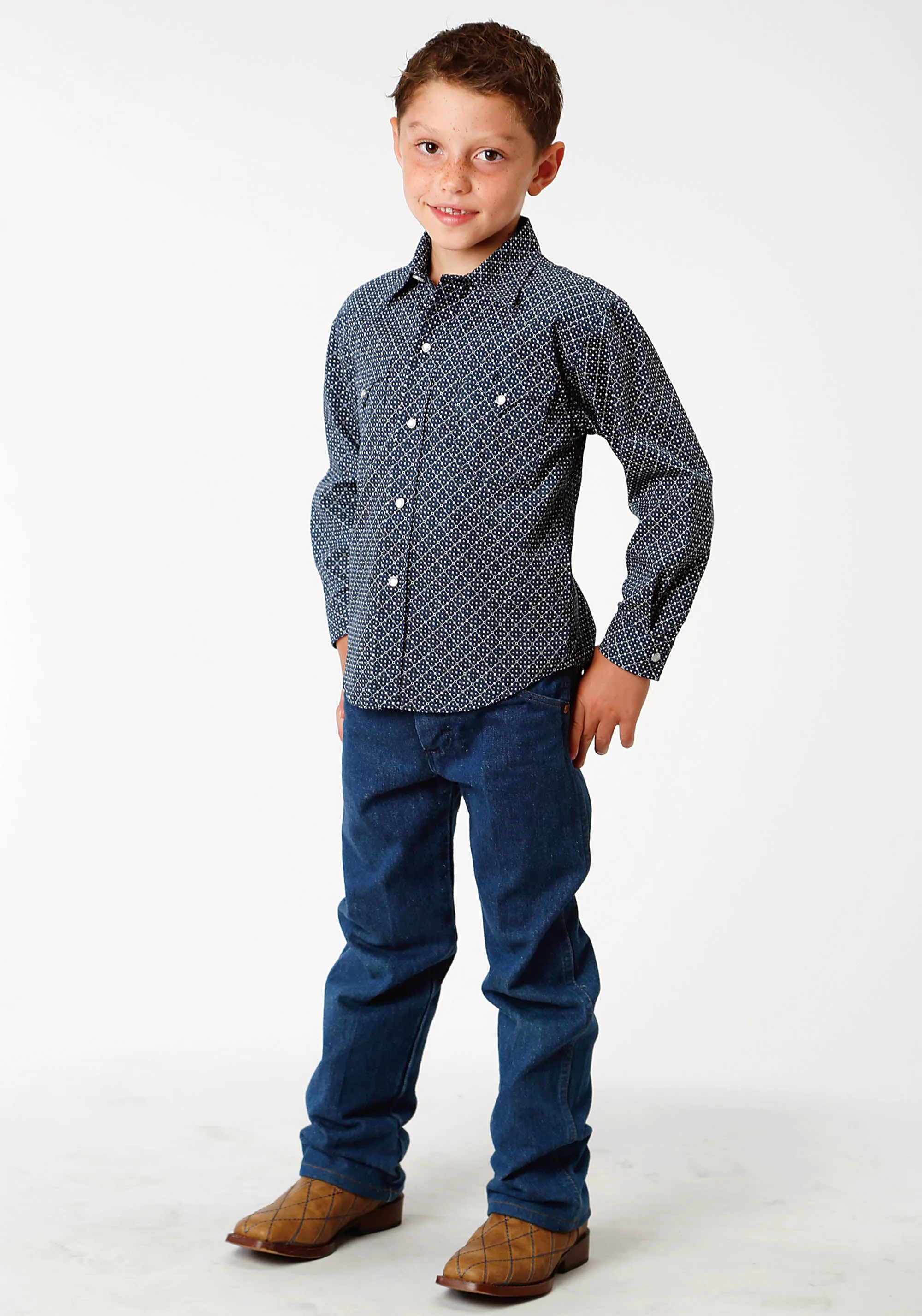 Boy's Roper Blue L/S Shirt - West Made Collection