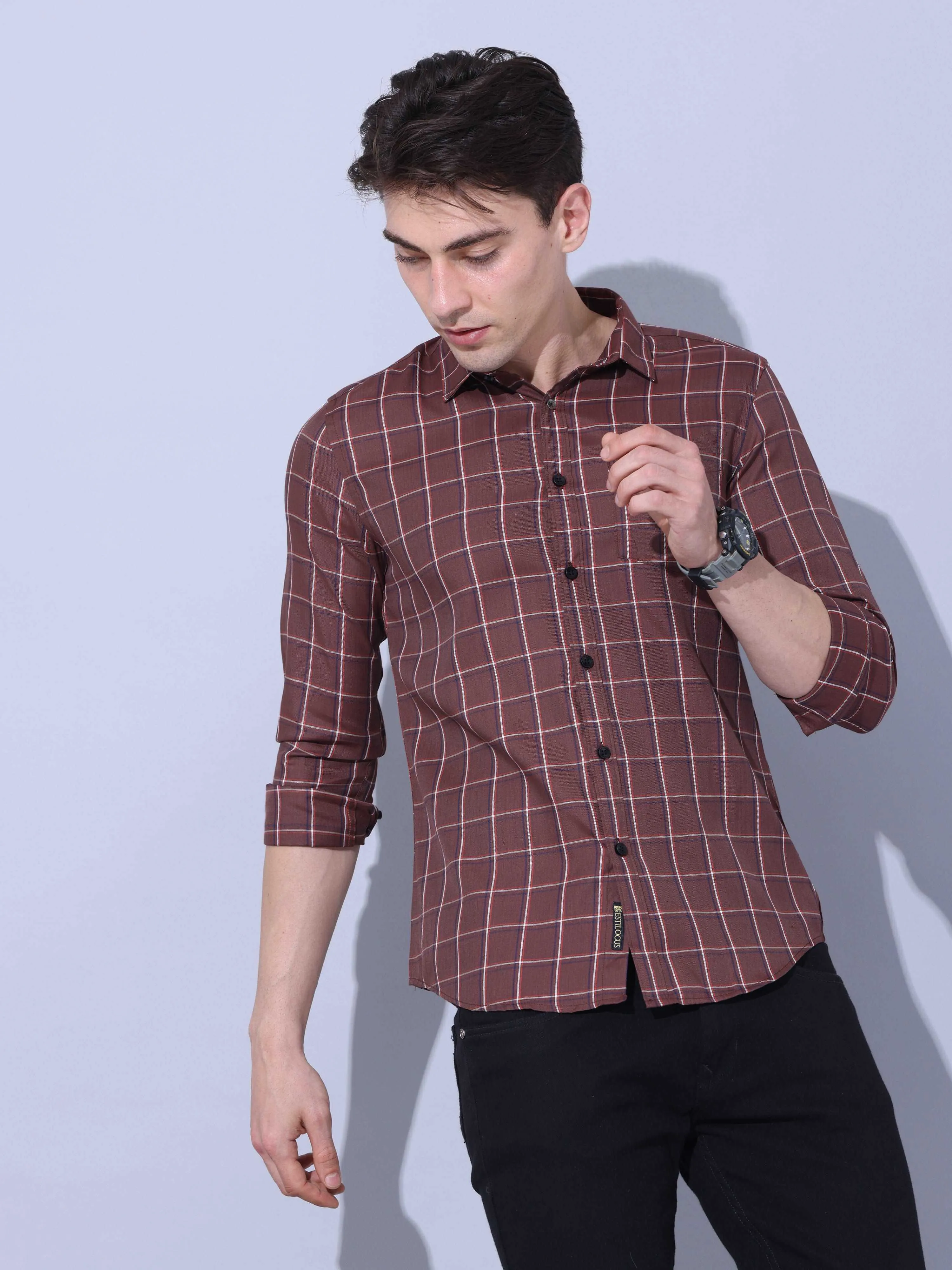 Brown Check Casual Shirt