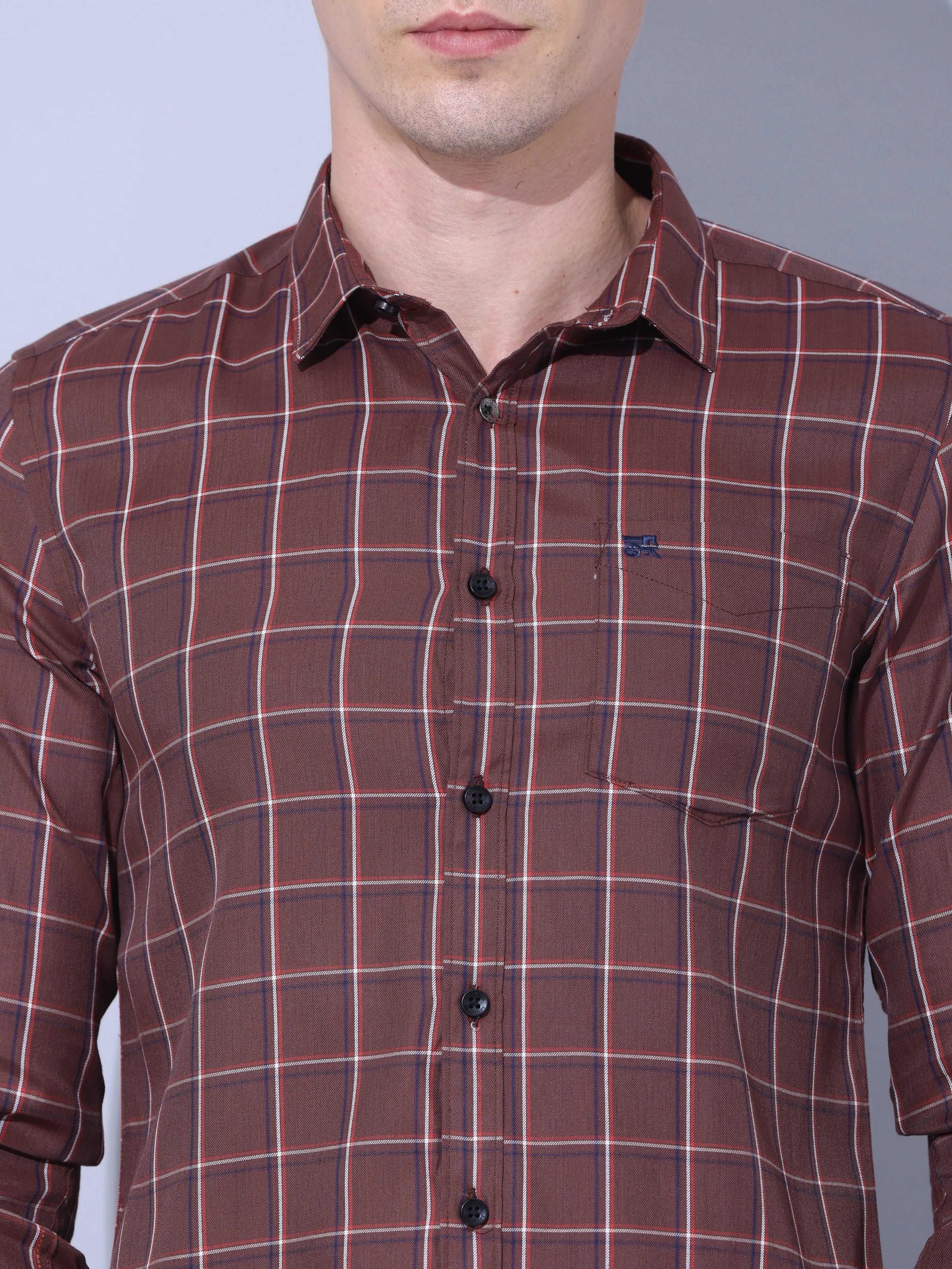 Brown Check Casual Shirt