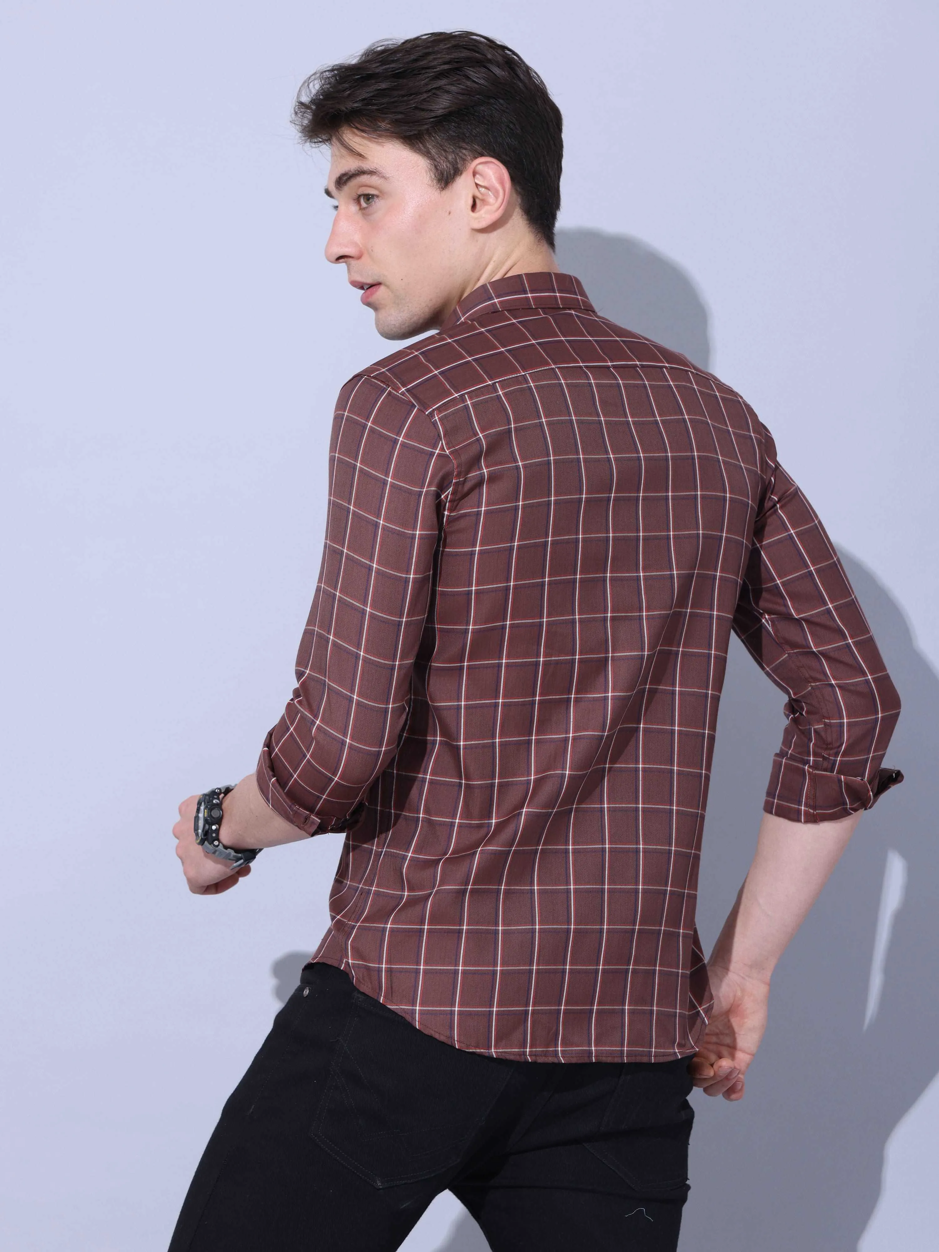 Brown Check Casual Shirt