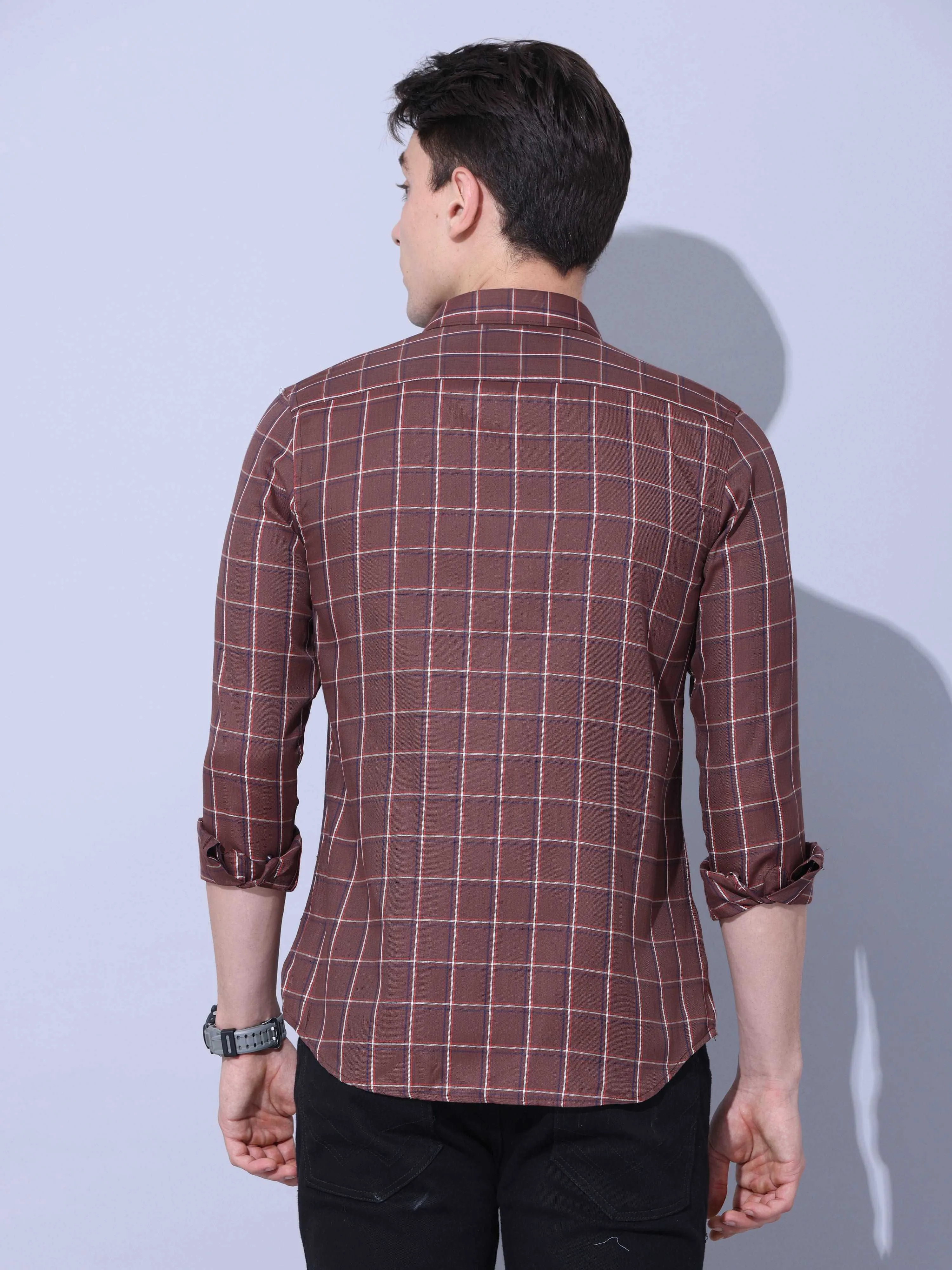 Brown Check Casual Shirt