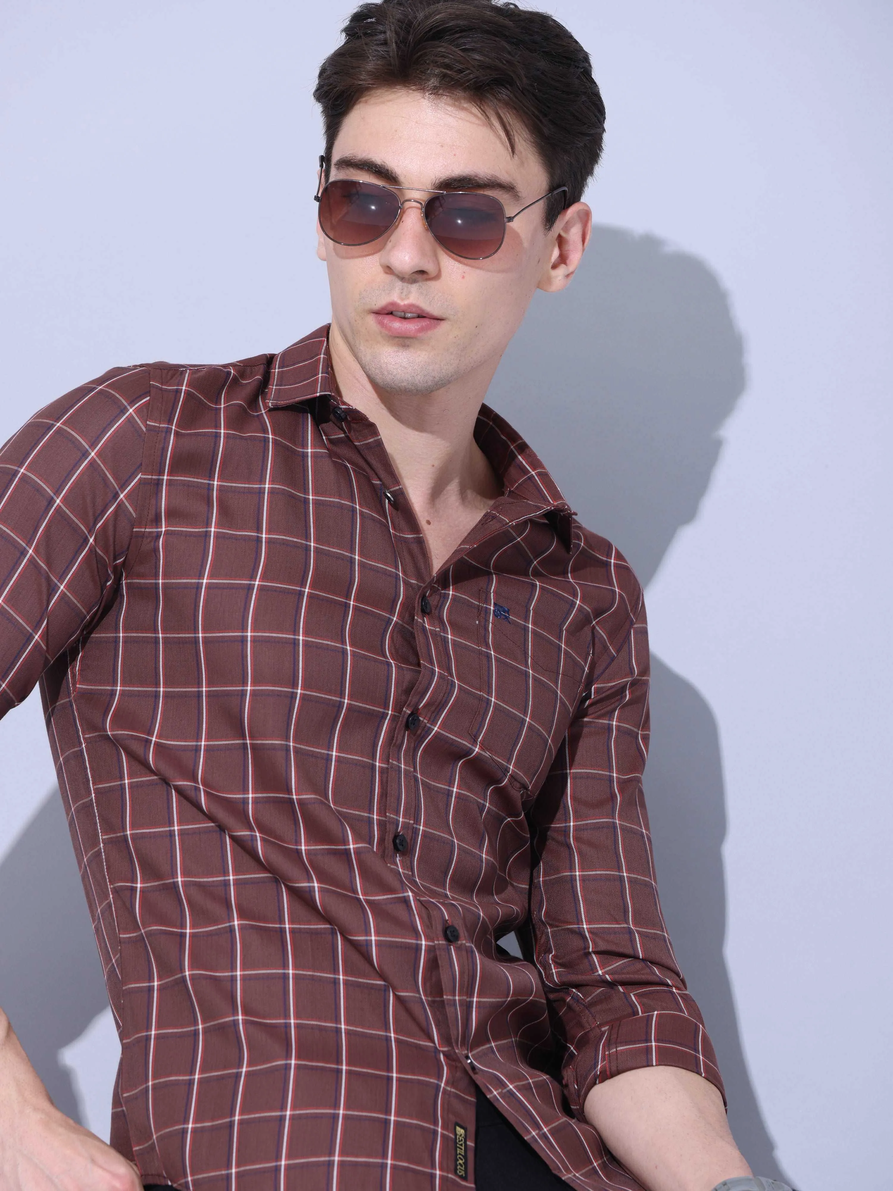 Brown Check Casual Shirt