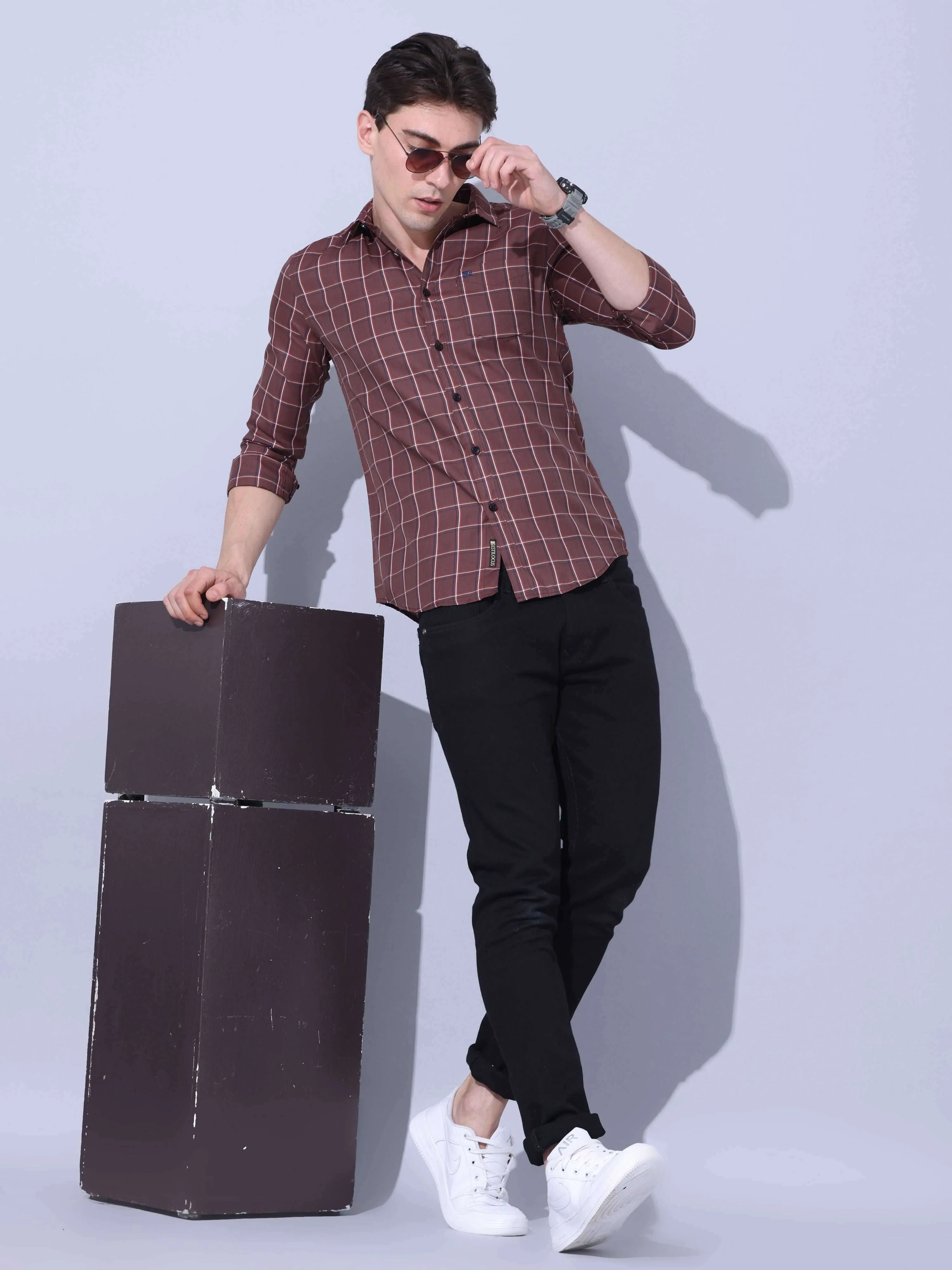 Brown Check Casual Shirt