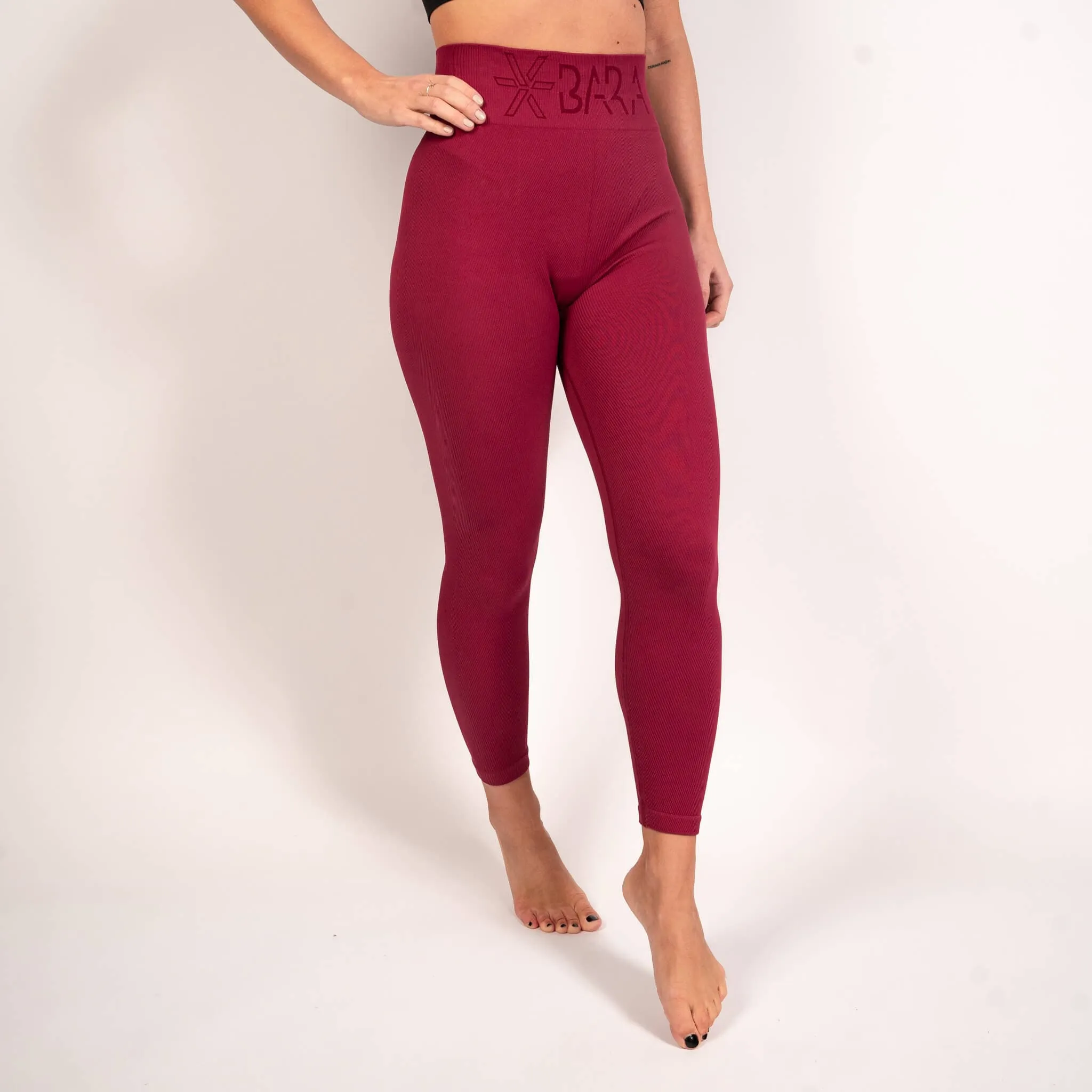 Burgundy Ribbed Seamless Tights