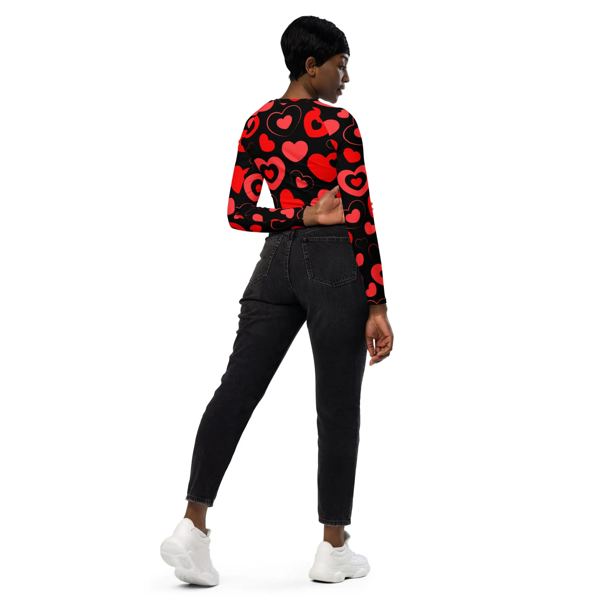 Crop Top - Hearts in Hearts - Black