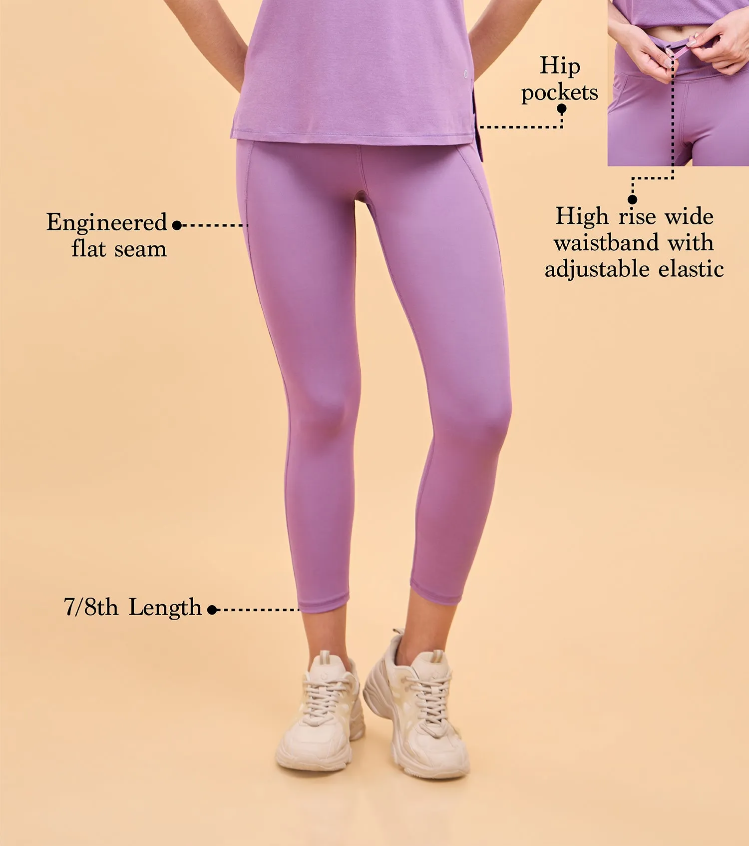 Enamor A605 Basic Workout Legging Dry Fit High Waist Basic Workout Leggings