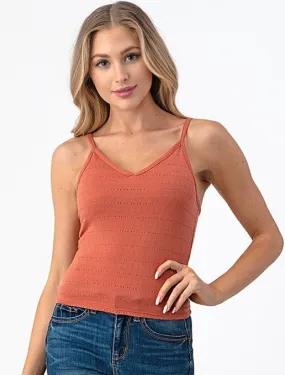 Exposure Pointelle Top-Terracotta