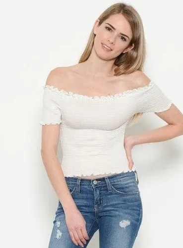 Exposure Smocked Off Shoulder Top