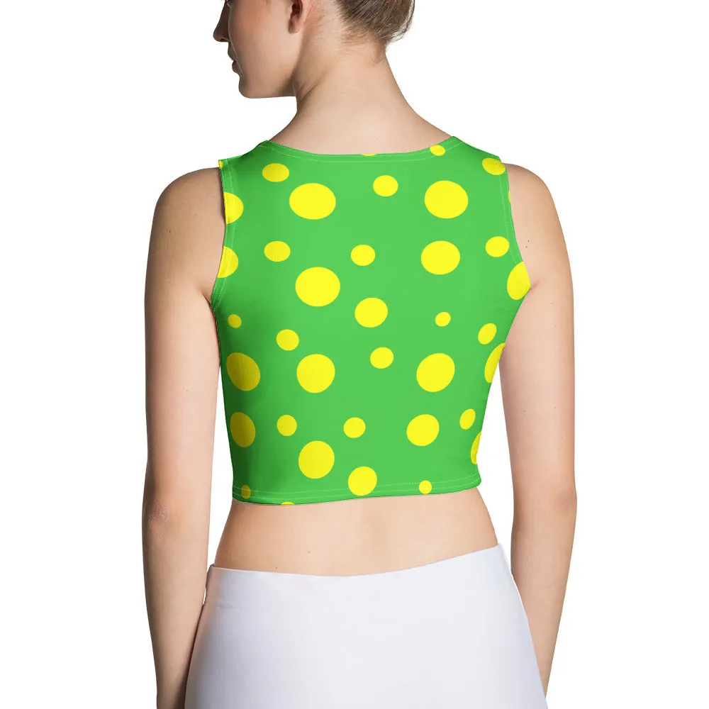 Green Crop Top With Yellow Spots