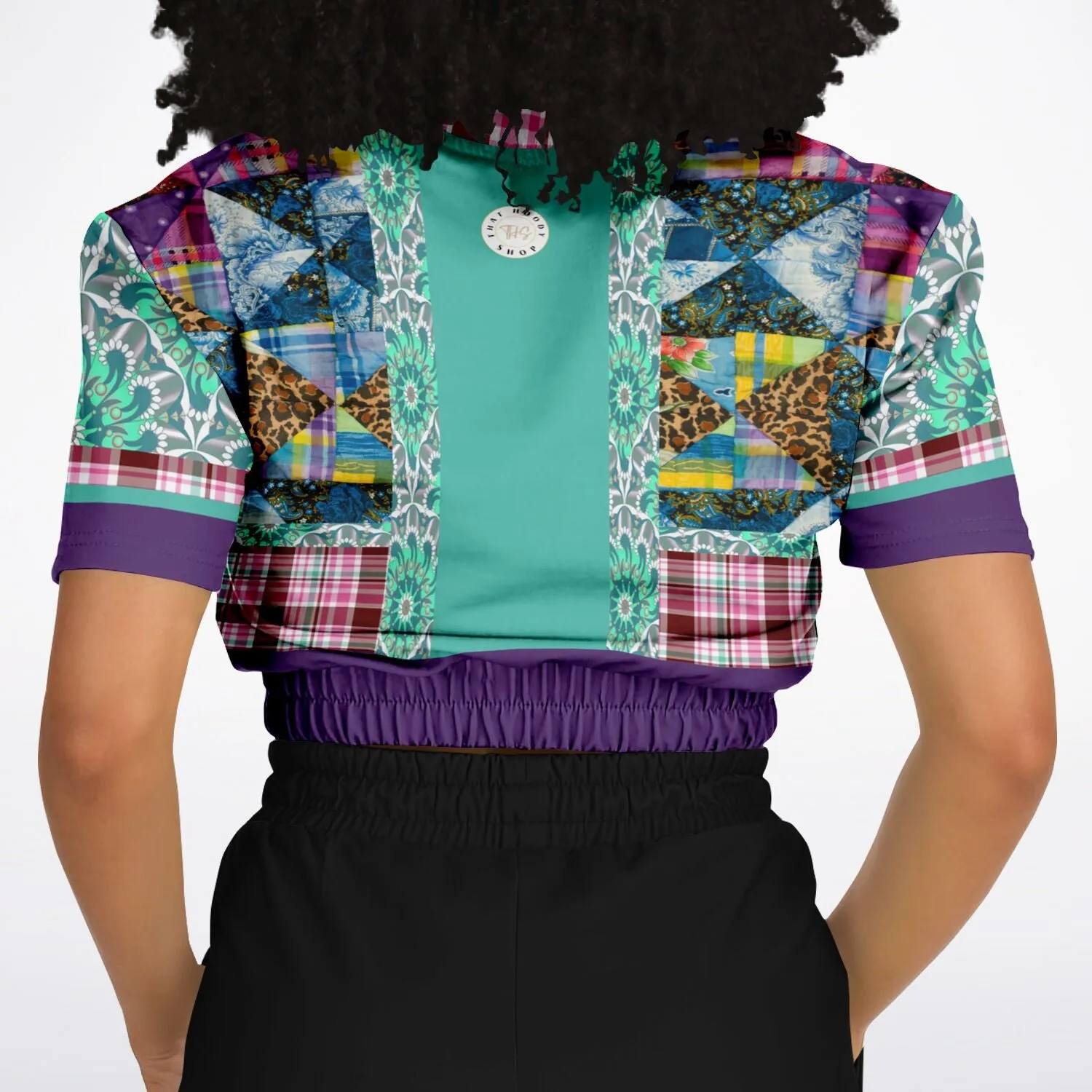 Gypsy Queen Purple Short Sleeve Cropped Eco-Poly Sweater