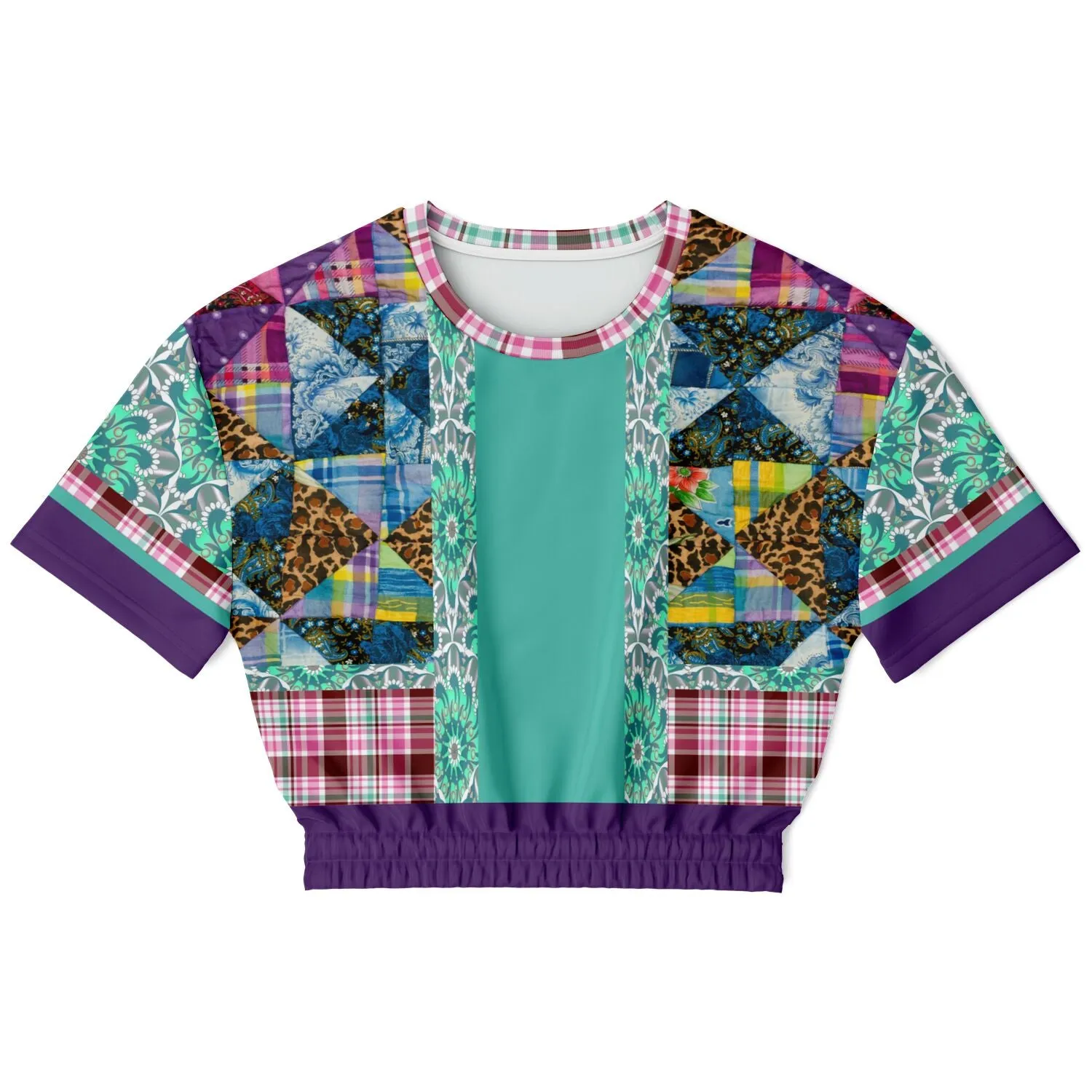 Gypsy Queen Purple Short Sleeve Cropped Eco-Poly Sweater