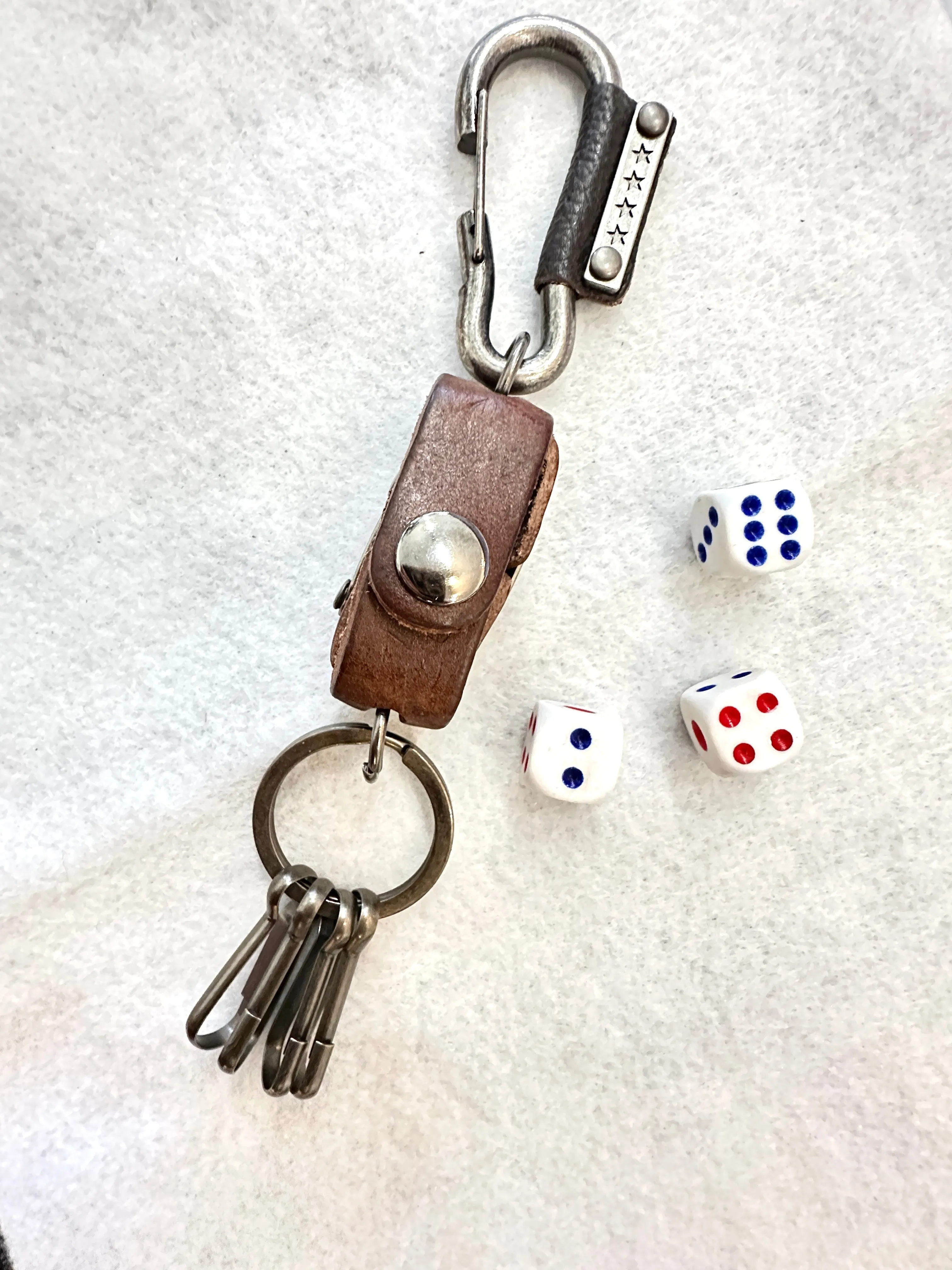 Handmade Genuine Leather Keychain w/ 4 Dice