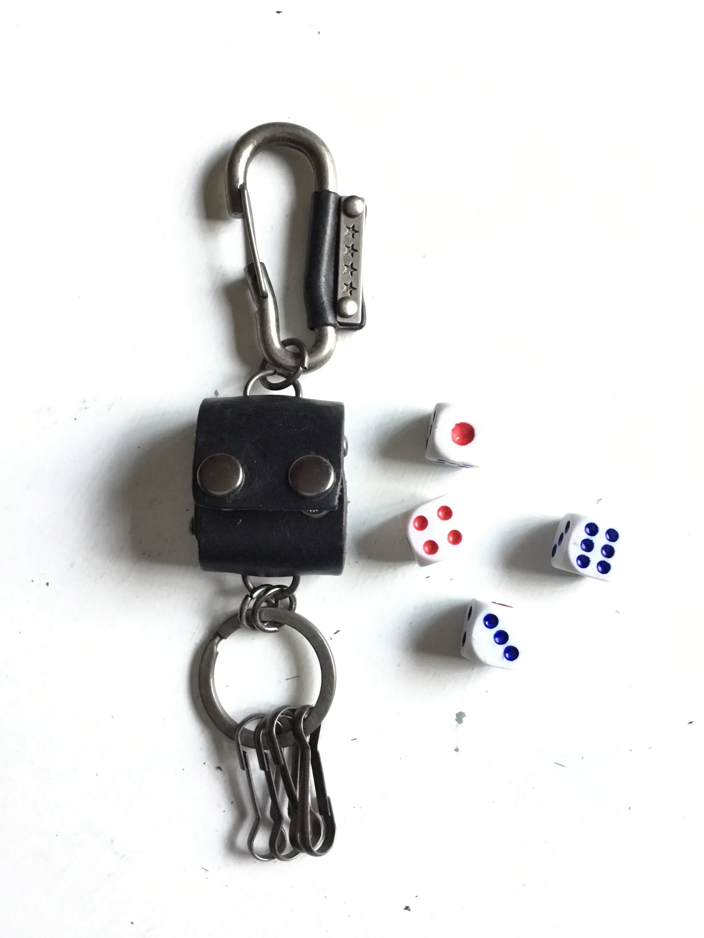 Handmade Genuine Leather Keychain w/ 4 Dice