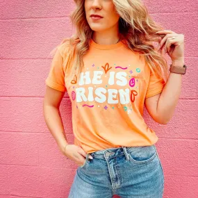 {HE IS RISEN} Colorful Heather Cantaloupe Crew Neck Tee