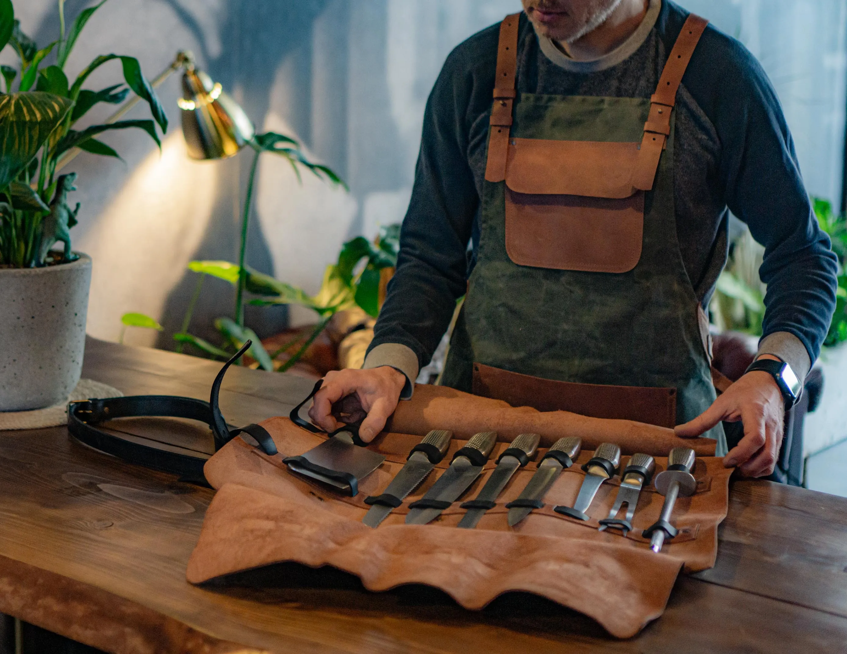 Leather Knife Roll | Knives Bag | Handcrafted | Gift for Chef