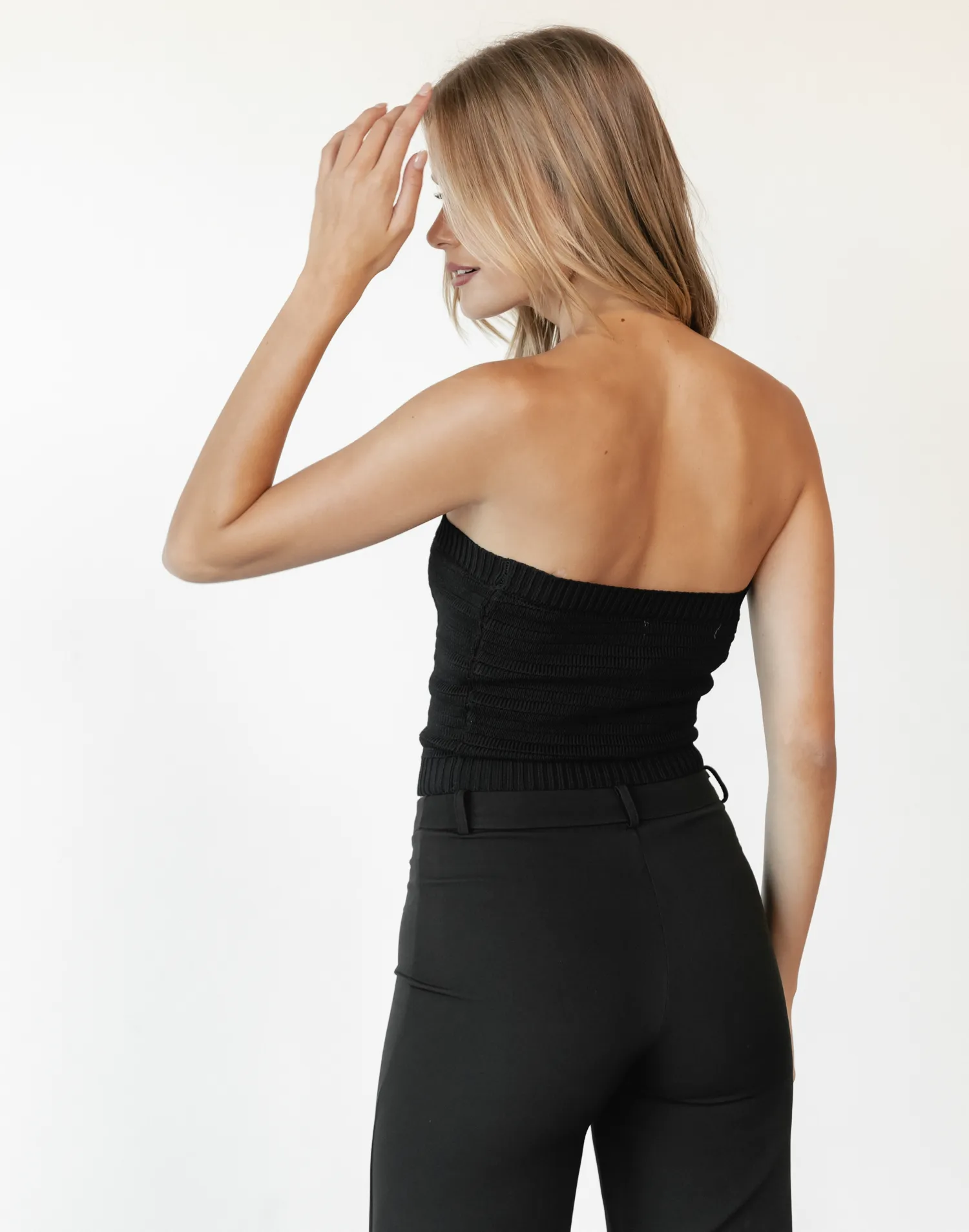 Lytton Strapless Crop Top (Black)