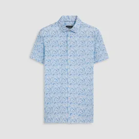 Men's Bugatchi | Milo Leaf Print  OoohCotton® | Turquoise