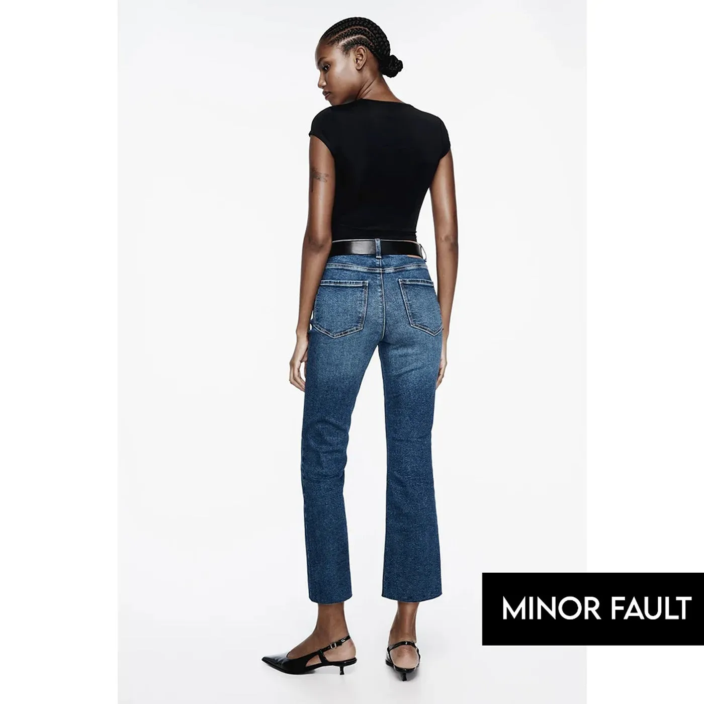 (Minor Fault) Blue High Waisted Mini Flare Jeans