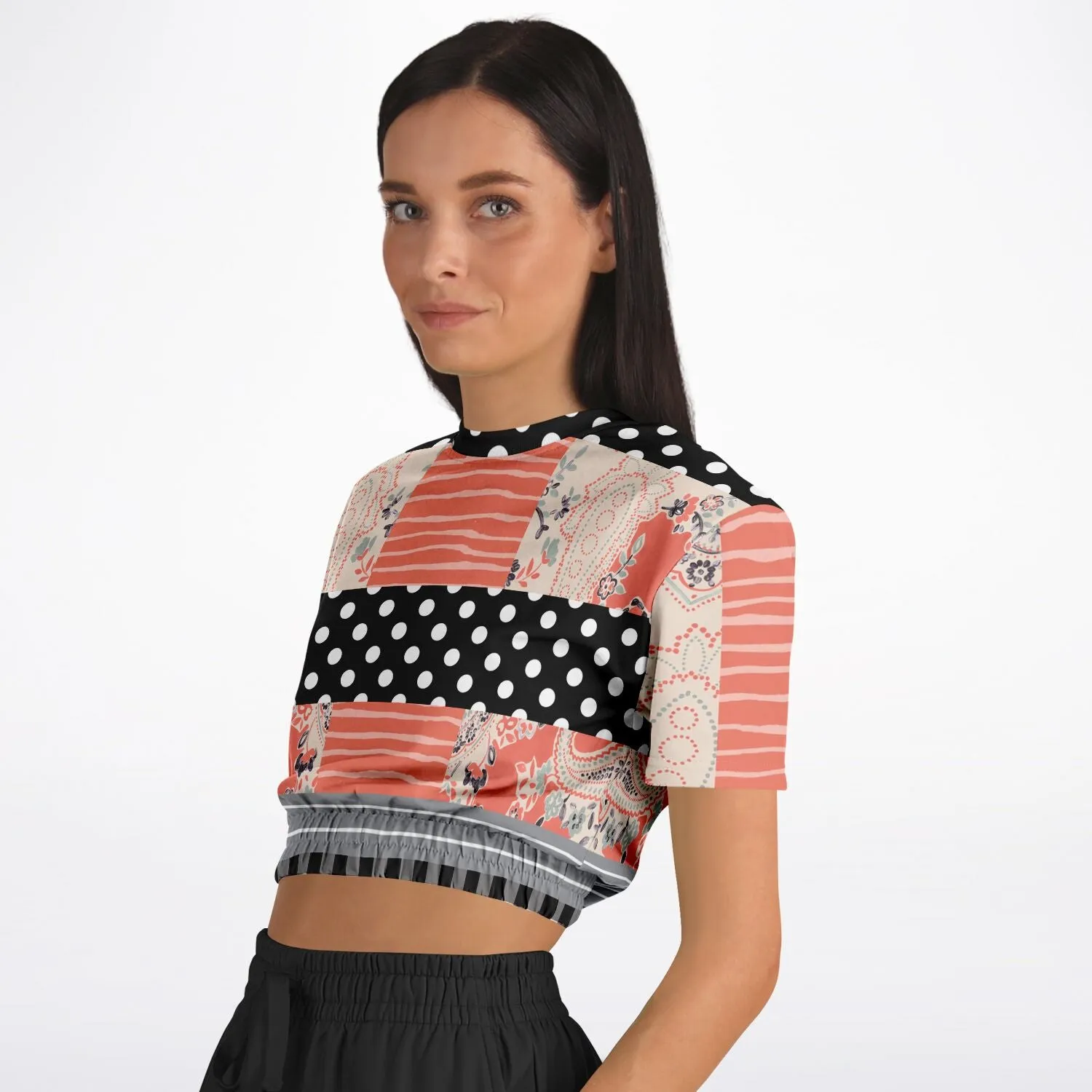 Mint Julep Black Short Sleeve Cropped Eco-Poly Sweater