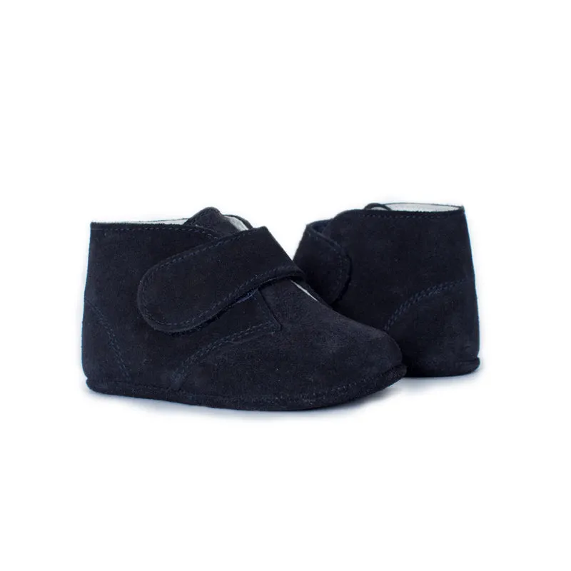 My-First Suede Pram Booties in Navy