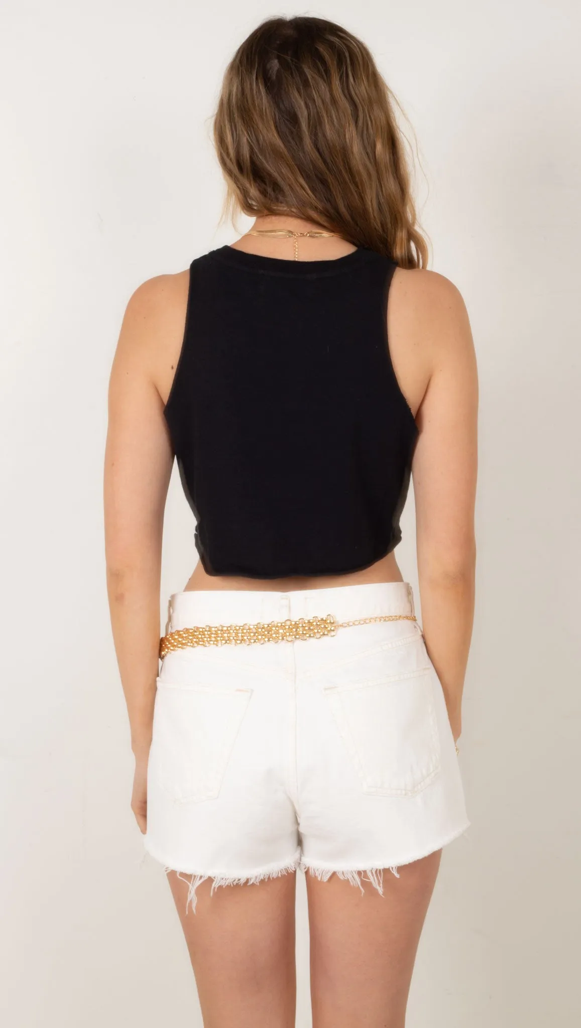 Oversized Crop Muscle Tank - Black