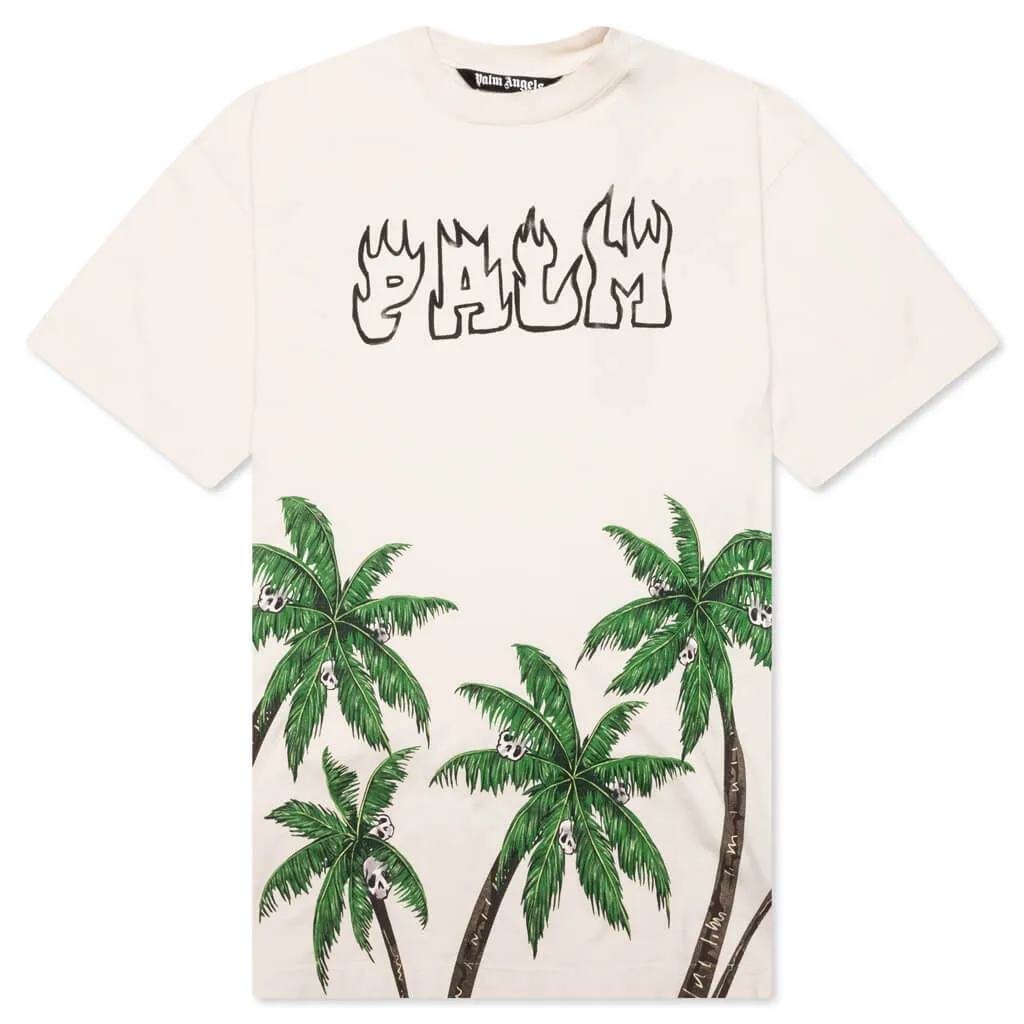 Palm & Skull Vintage Tee - White/Green