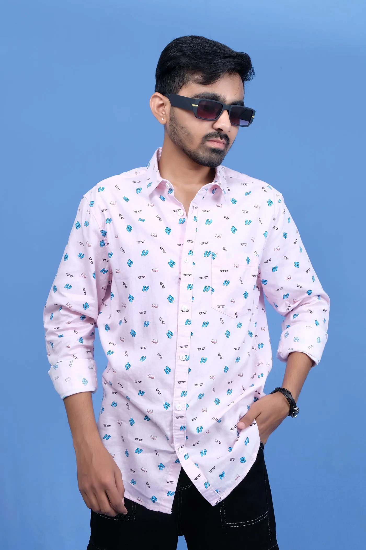 Pink Printed Casual Shirt