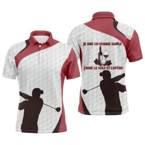 Polo de Golf, Polo de Sport Homme Femme, Golfeur, Golfeuse, Un Homme Simple, Une Femme Simple, J'aime le Golf et l'Apéro - CTS120052234