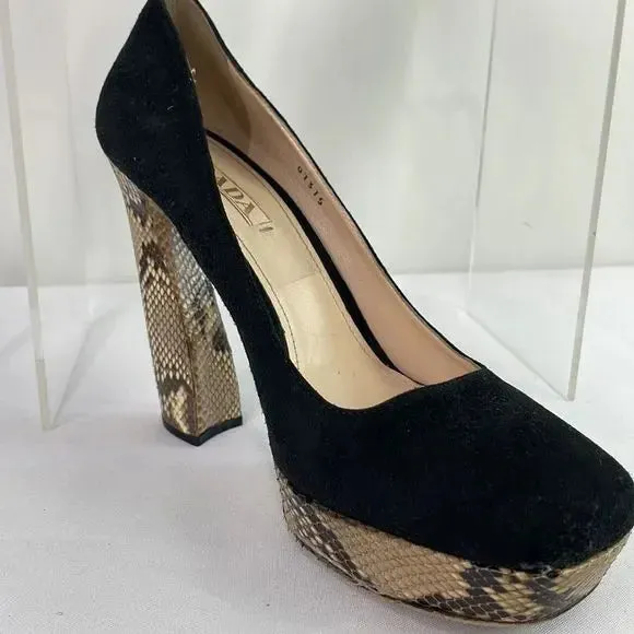 Prada Black With Snake Platform Shaped Heels Shoes