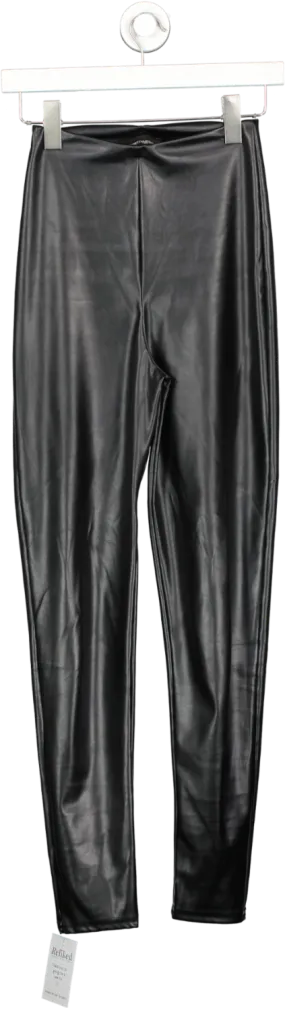 PrettyLittleThing Black Shape Pu Leggings UK 4