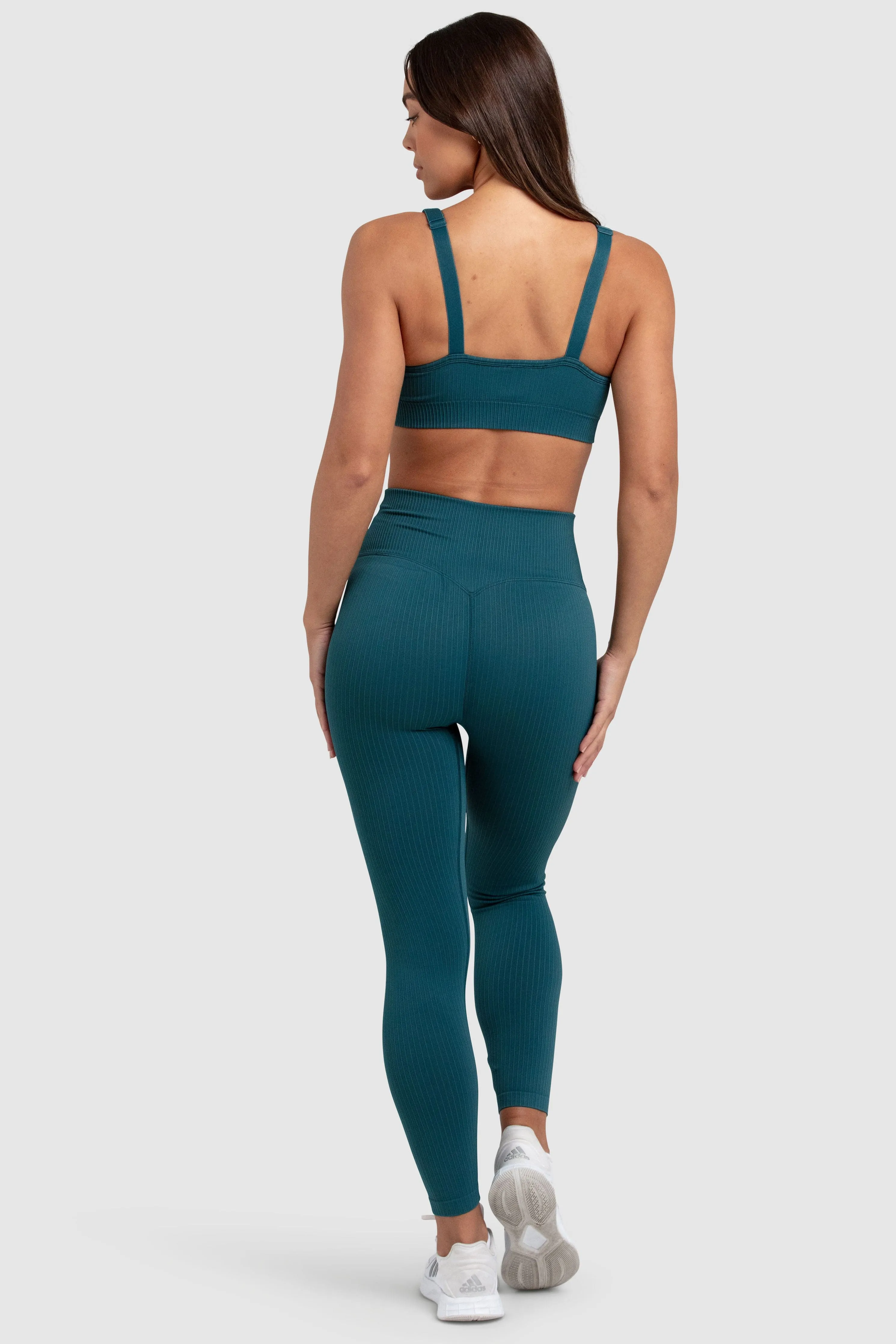 Ribbed Seamless Leggings - Forest Green