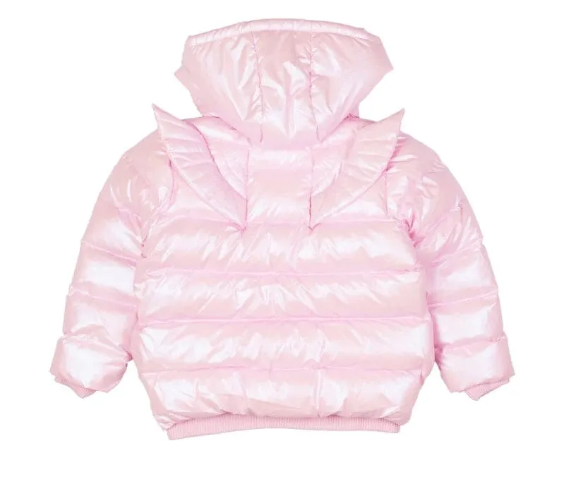 Rock Your Kid - PINK METALLIC FAIRY WINGS HOODED PADDED JACKET WITH LINING