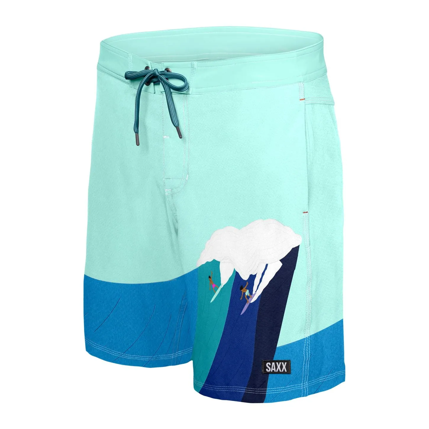 Saxx Betawave Men's 19 Swim Short in Blue Riding Giants