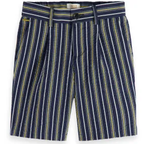 Scotch & Soda Boys Longer Length Seersucker Navy Shorts_ 24170453