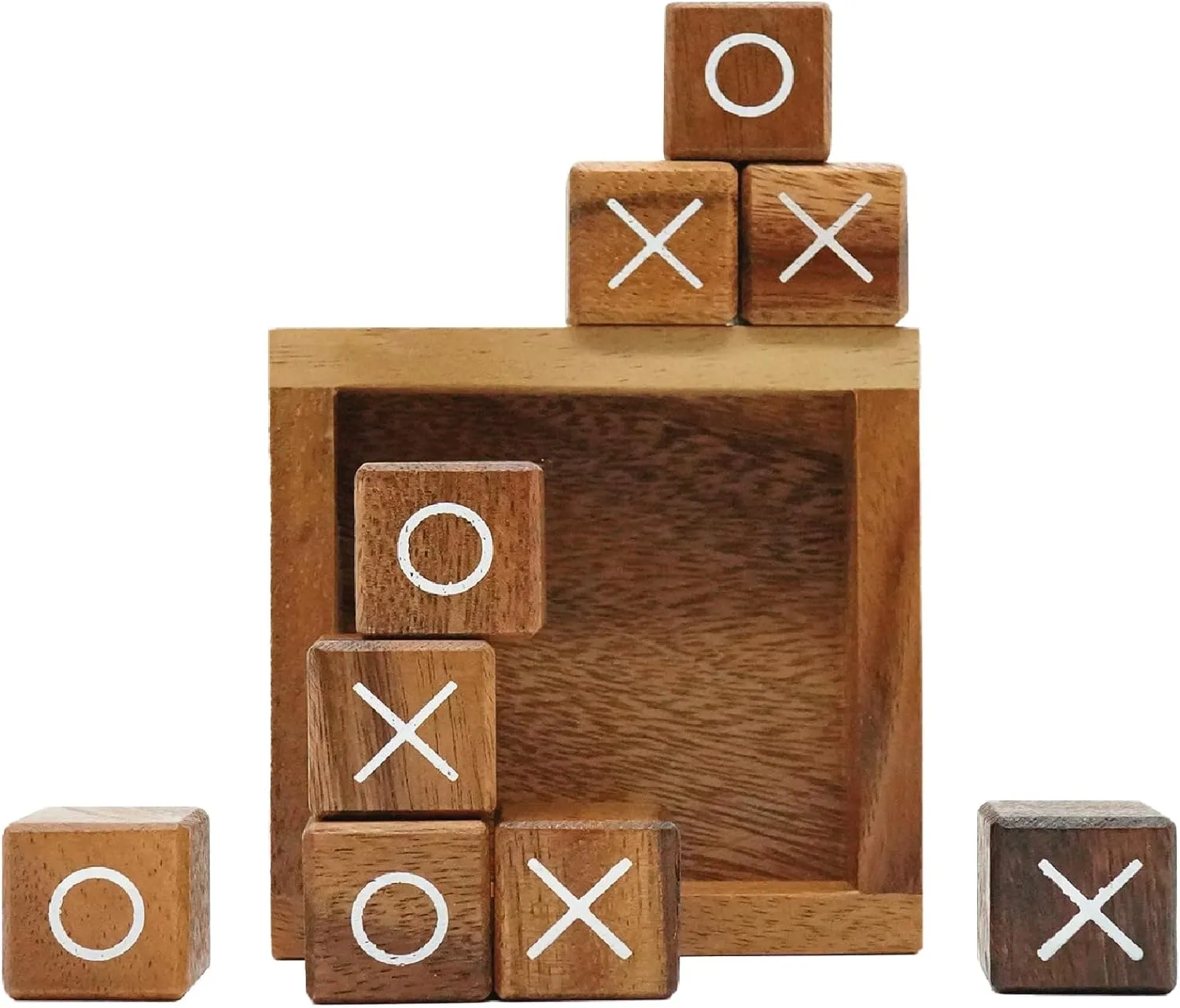 Tic Tac Toe for Kids and Adults Coffee Table Living Room Decor and Desk Decor Family Games Night Classic Board Games Wood Rustic for Families Size 4 Inch