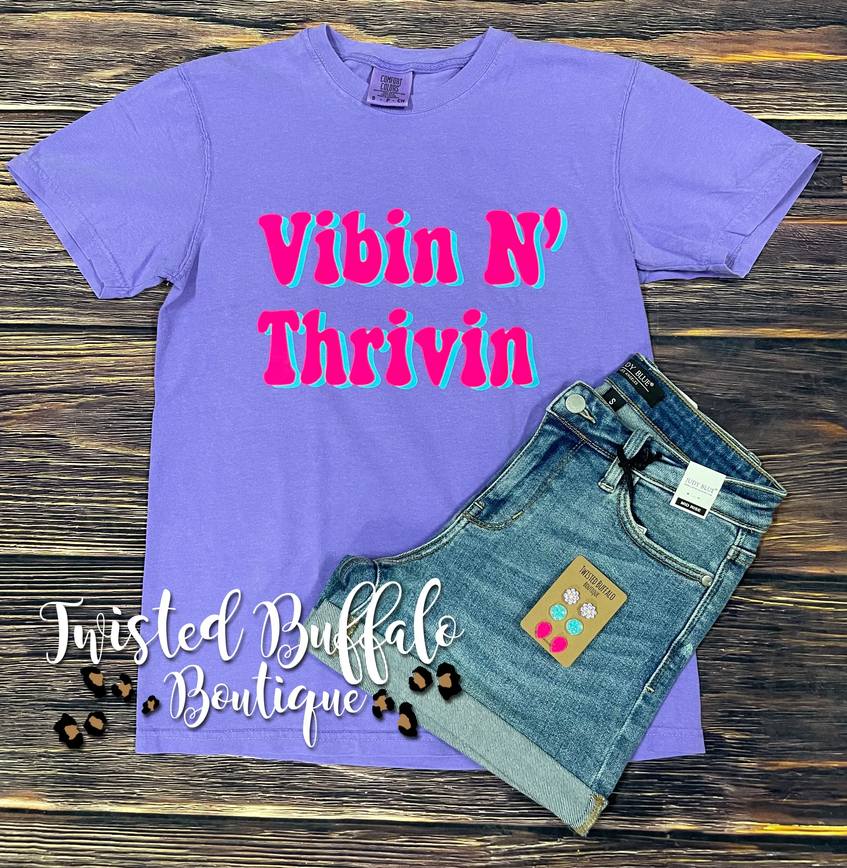 {VIBIN' N THRIVIN'} Violet Crew Neck Tee