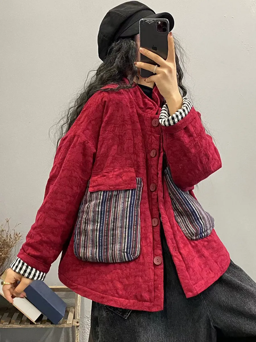 Women Winter Casual Patchwork Parkas