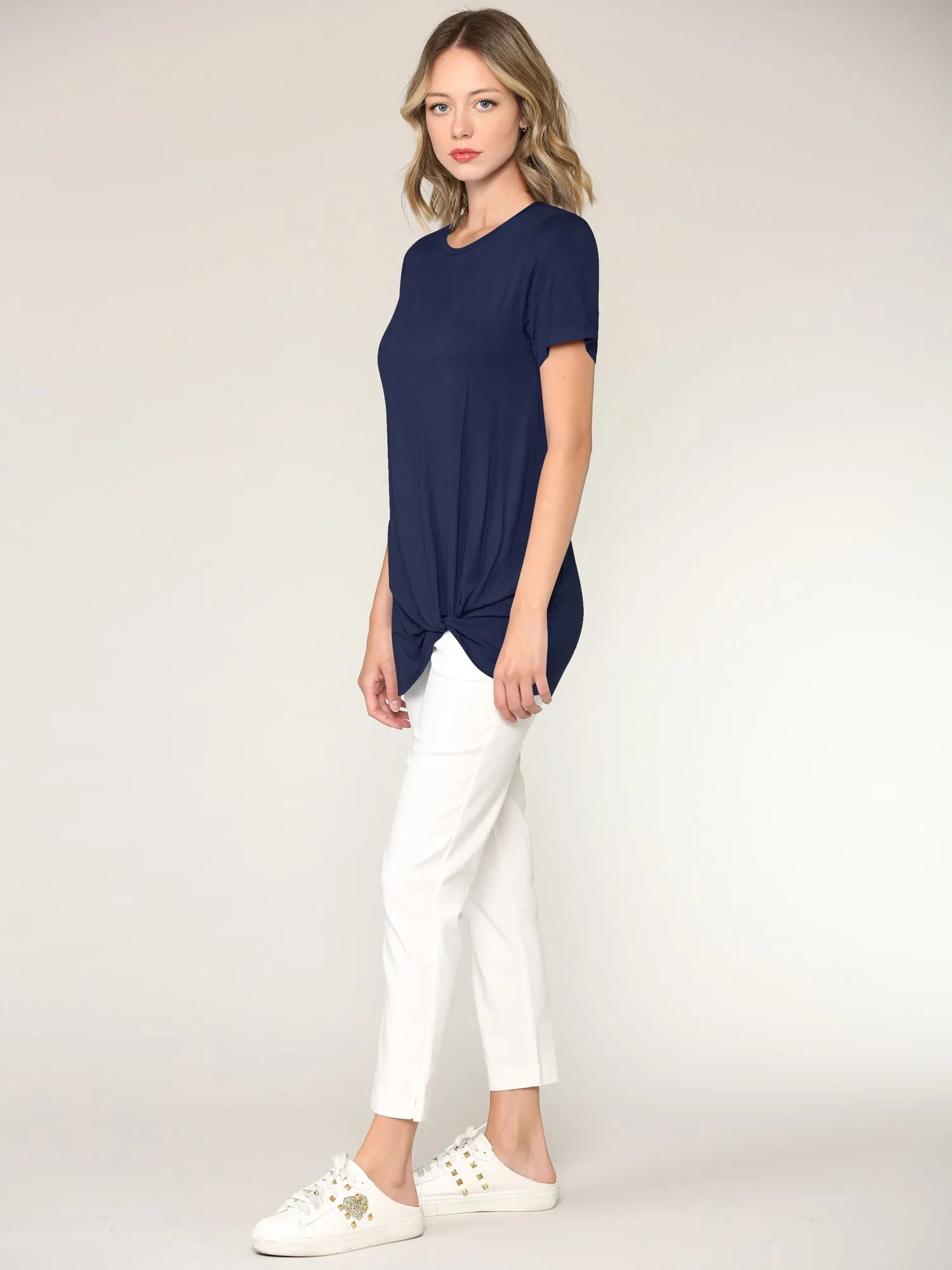 Women's Twist Front Short Sleeve Tunic Tee