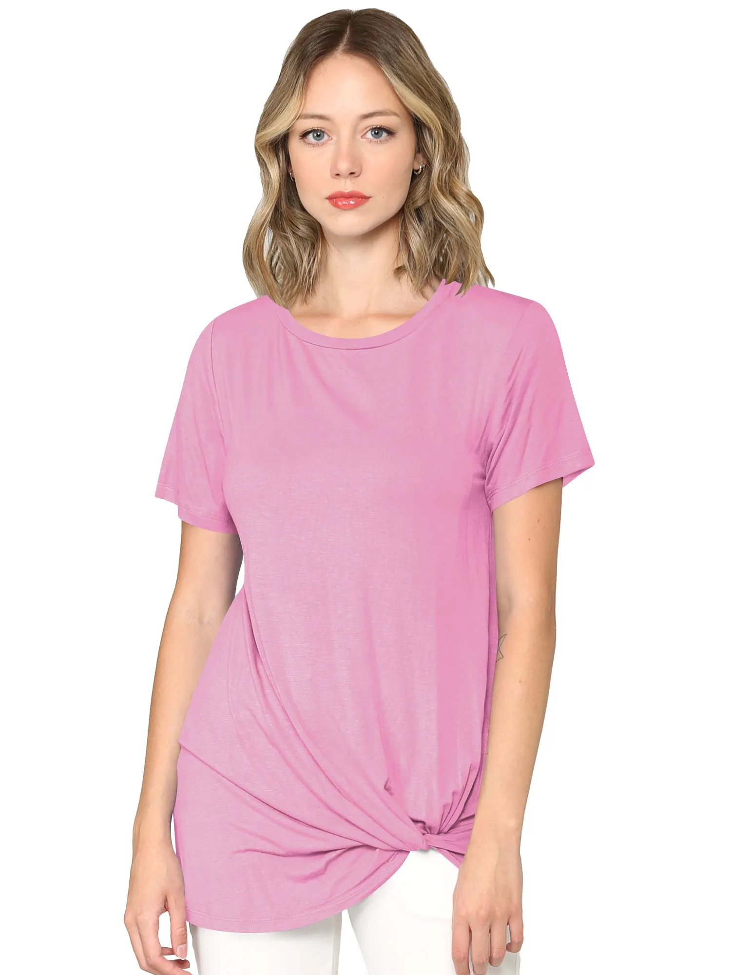 Women's Twist Front Short Sleeve Tunic Tee