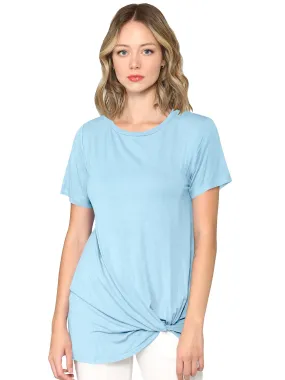 Women's Twist Front Short Sleeve Tunic Tee