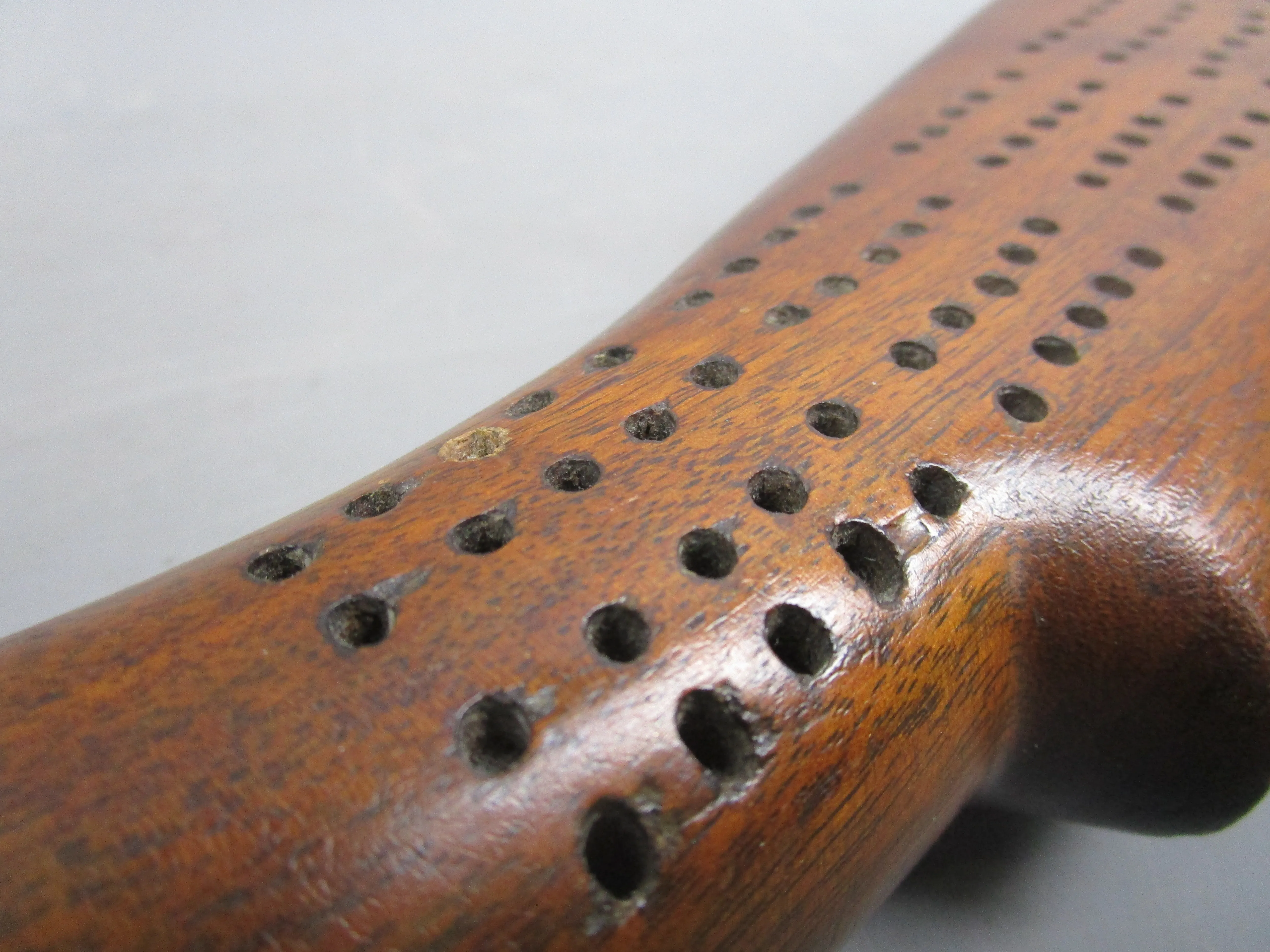 Wooden Gun Stock Cribbage Board Antique Victorian c1900